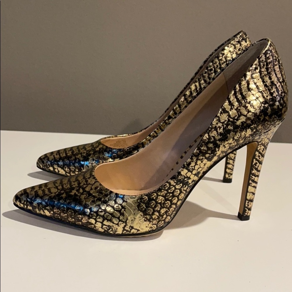Vince Camuto metallic snake pumps